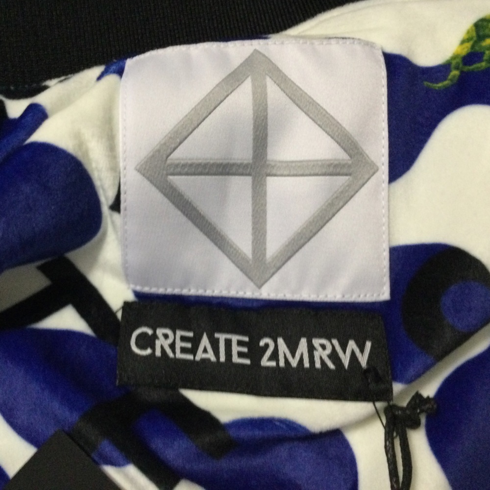 CREATE 2MRW MEN'S BOMBER JACKET CS9627 Blk/Wht - Picture 9 of 9